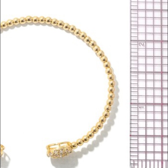 Rhinestone Studed Thin Cuff Bracelet - Picture 4 of 6